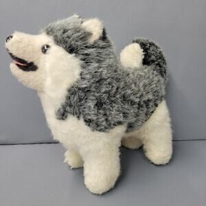 Vintage Dakin Pillow Pets Husky Plush Stuffed Animal Dog 11" Gray White 1977 Tag
